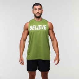 [MoS8965] Men Believe Tank Top MT9 #80 (olive, S)