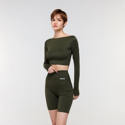 [woX9532] w-ribbed crop long sleeve #99 (olive, XS)