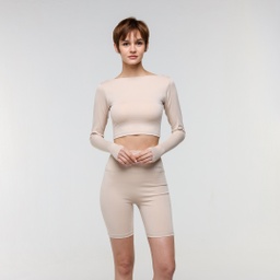 [wbX9539] w-ribbed crop long sleeve #99 (beige, XS)