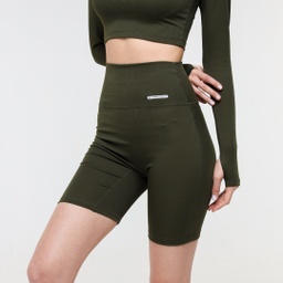 [woX9658] women - ribbed short -WS4#104 (olive, XS)