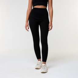 [wBX9722] Women-Ribbed Legging pants#107 (Black, XS)