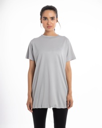 [WgSM1782] Women Short Sleeve T-Shirt-Long Fit. (gray, S)